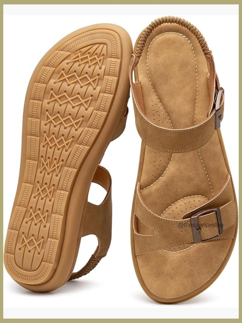 Cushioned Flat Sandals with Memory Foam Insole - Open Toe Ankle Strap